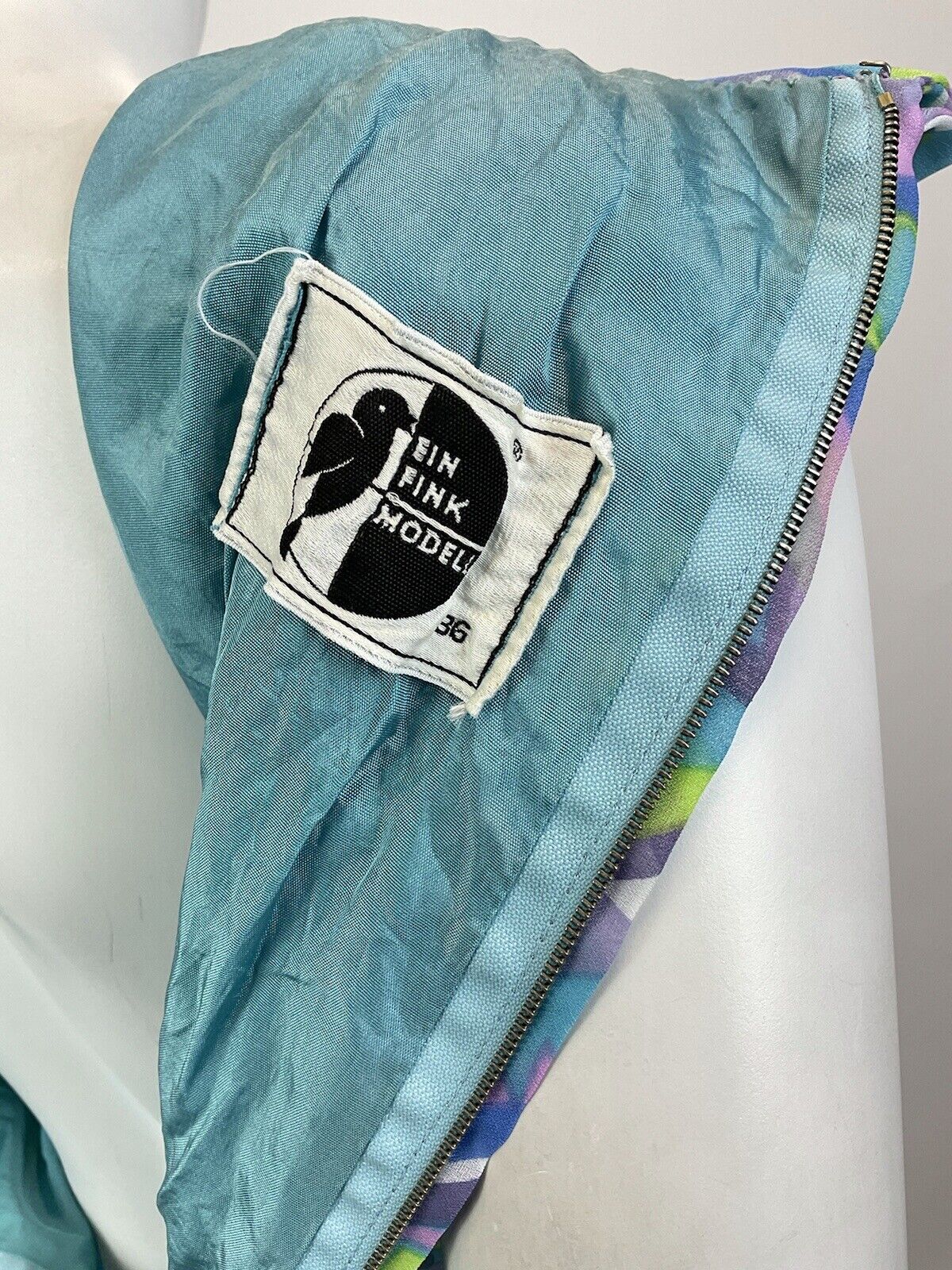 VINTAGE 60s 70s BLUE PURPLE GREEN PSYCHEDELIC GEOMETRIC MOD SHIFT DRESS 8 10