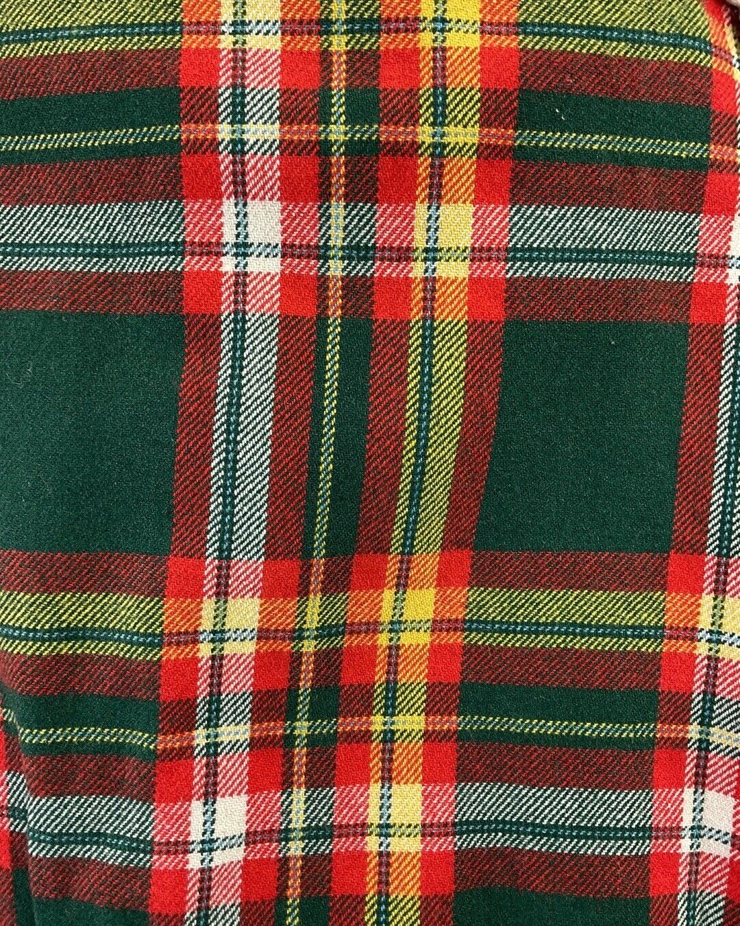 VINTAGE 60s 70s GREEN RED YELLOW TARTAN CHECKED BUCKLE MOD KILT SKIRT 6