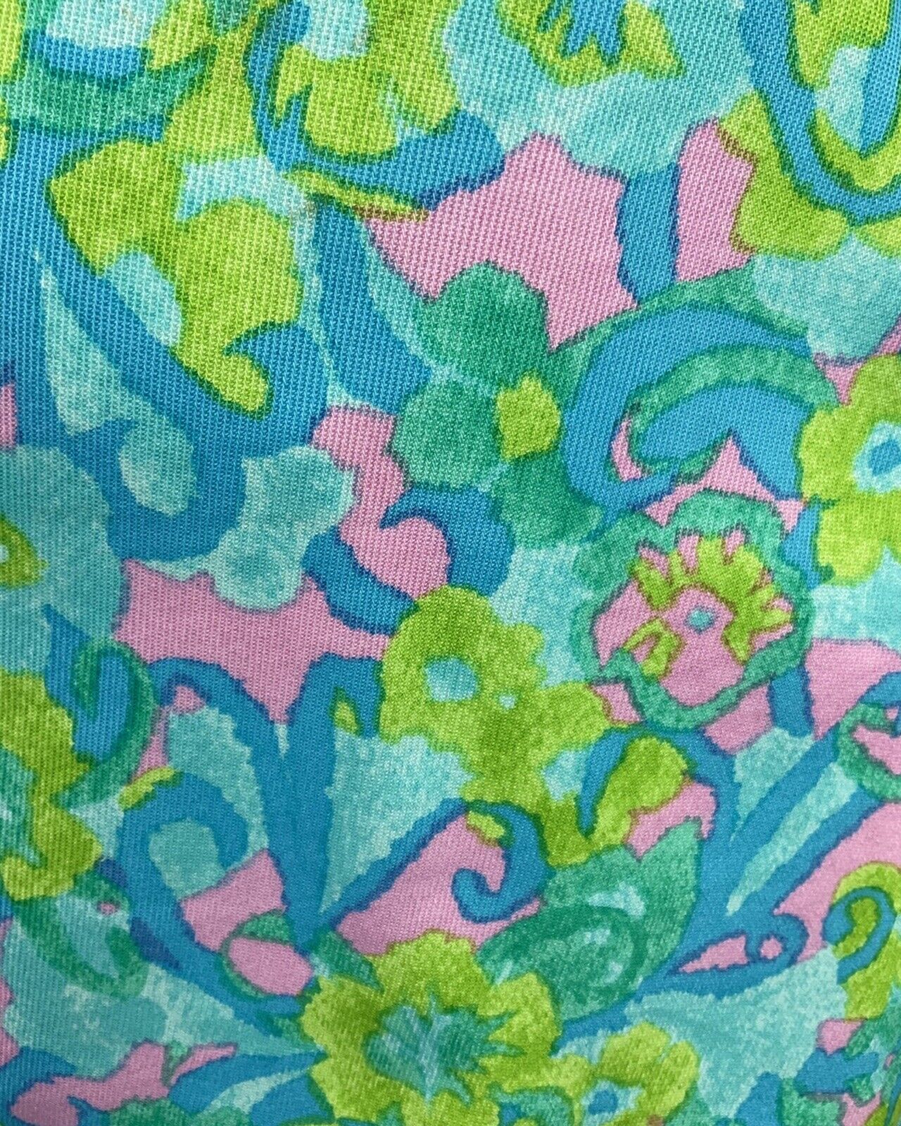 VINTAGE 60s 70s BLUE GREEN PINK PSYCHEDELIC SUMMER PINAFORE A-LINE DRESS 8