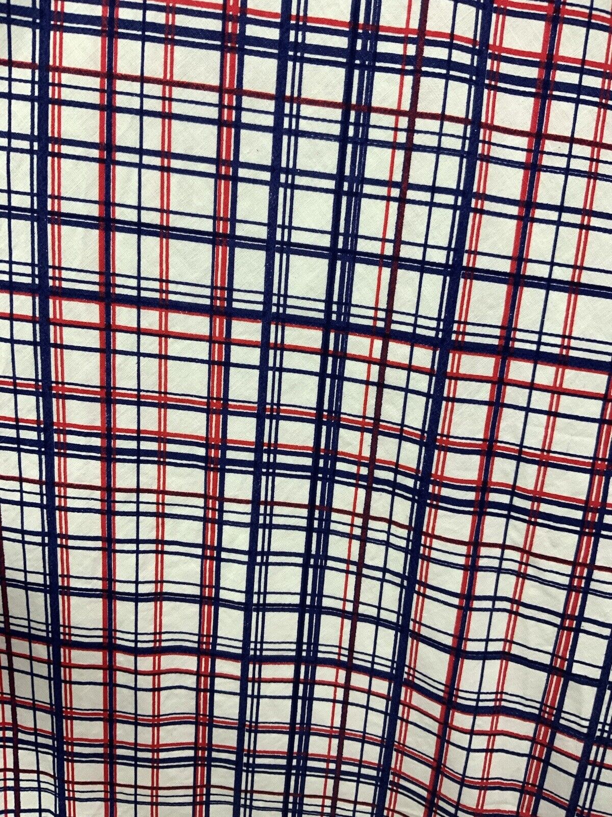 VINTAGE 60s 70s WHITE BLUE RED GRID CHECKED MOD WING SHIRT DRESS 10 12