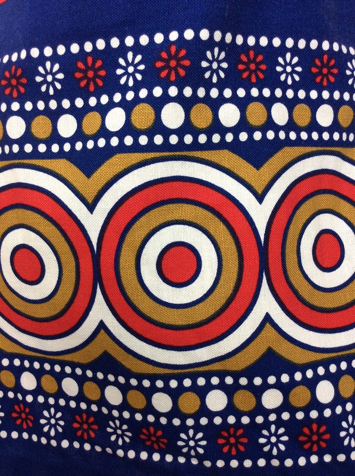 VINTAGE 60S 70S BLUE RED WHITE TAN COTTON NAUTICAL MOD ZIP UP DRESS 10