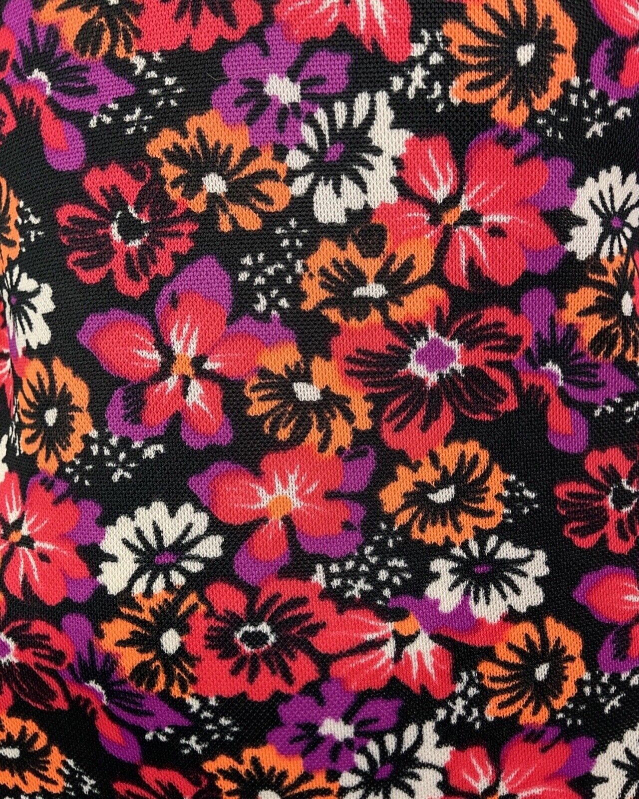 VTG 60s 70s PINK BLACK ORANGE NEON PSYCHEDELIC FLORAL SWIMSUIT BODYSUIT 12 14