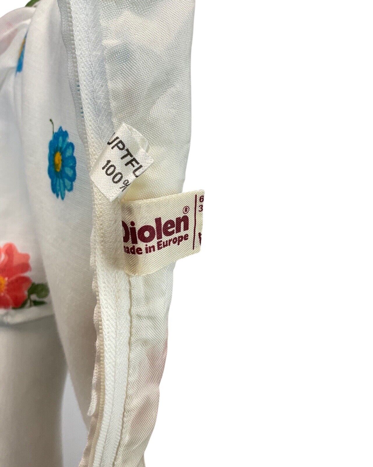 VINTAGE 60s 70s WHITE RED BLUE FLORAL GARDEN SHEER PUFF SLEEVE MOD DRESS 12