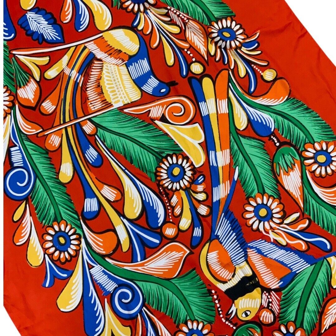 VINTAGE 60s 70s LARGE RED, FLOWER POWER, PSYCHEDLIC, MOD LEONARDI SCARF