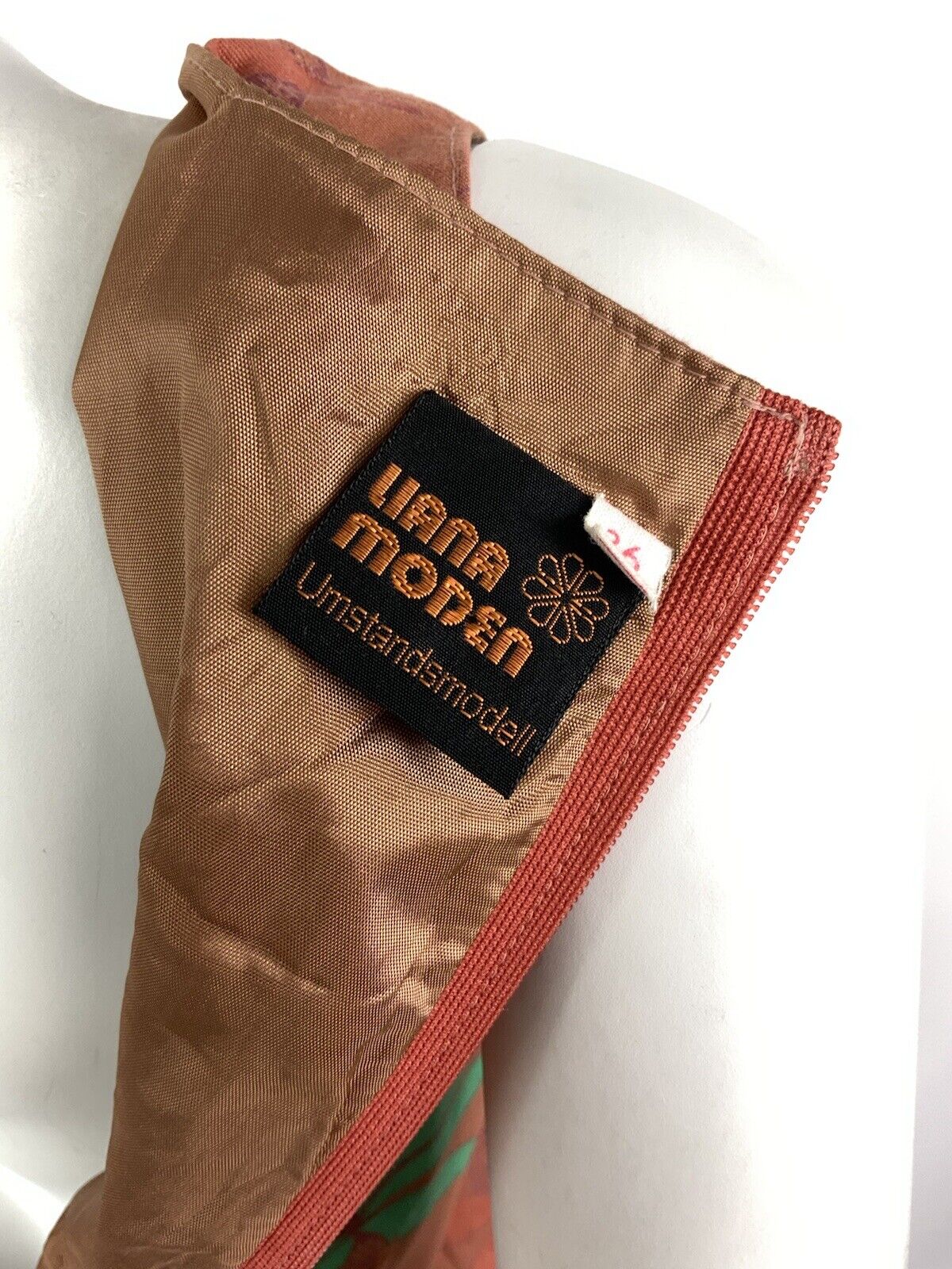 VINTAGE 70s 80s BROWN GREEN PINK PALM TREE LEAFY SLEEVELESS TENT DRESS 8