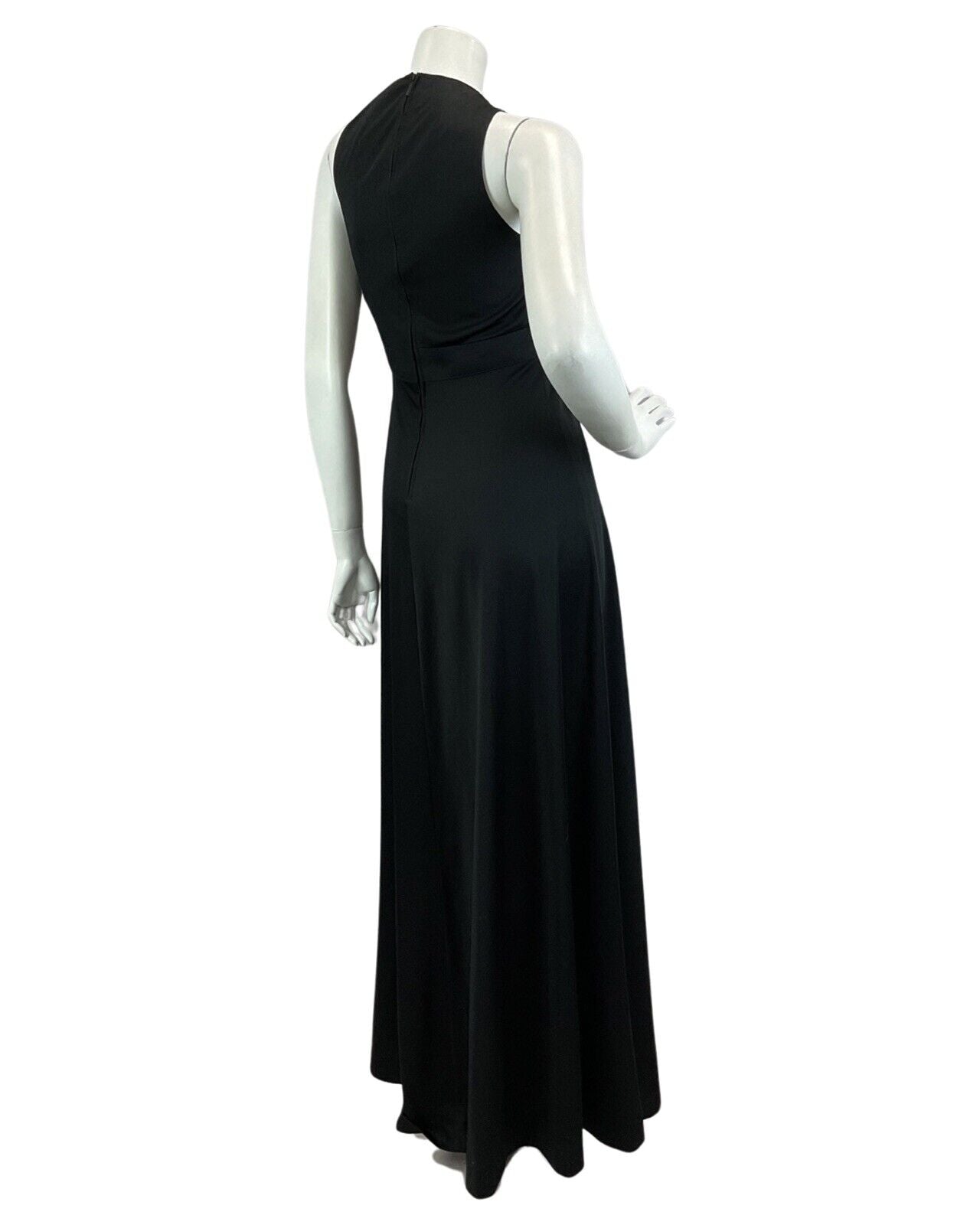 VINTAGE 60s 70s BLACK CROSS FRONT STRAPLESS PARTY BOHO FOLK MAXI DRESS 6