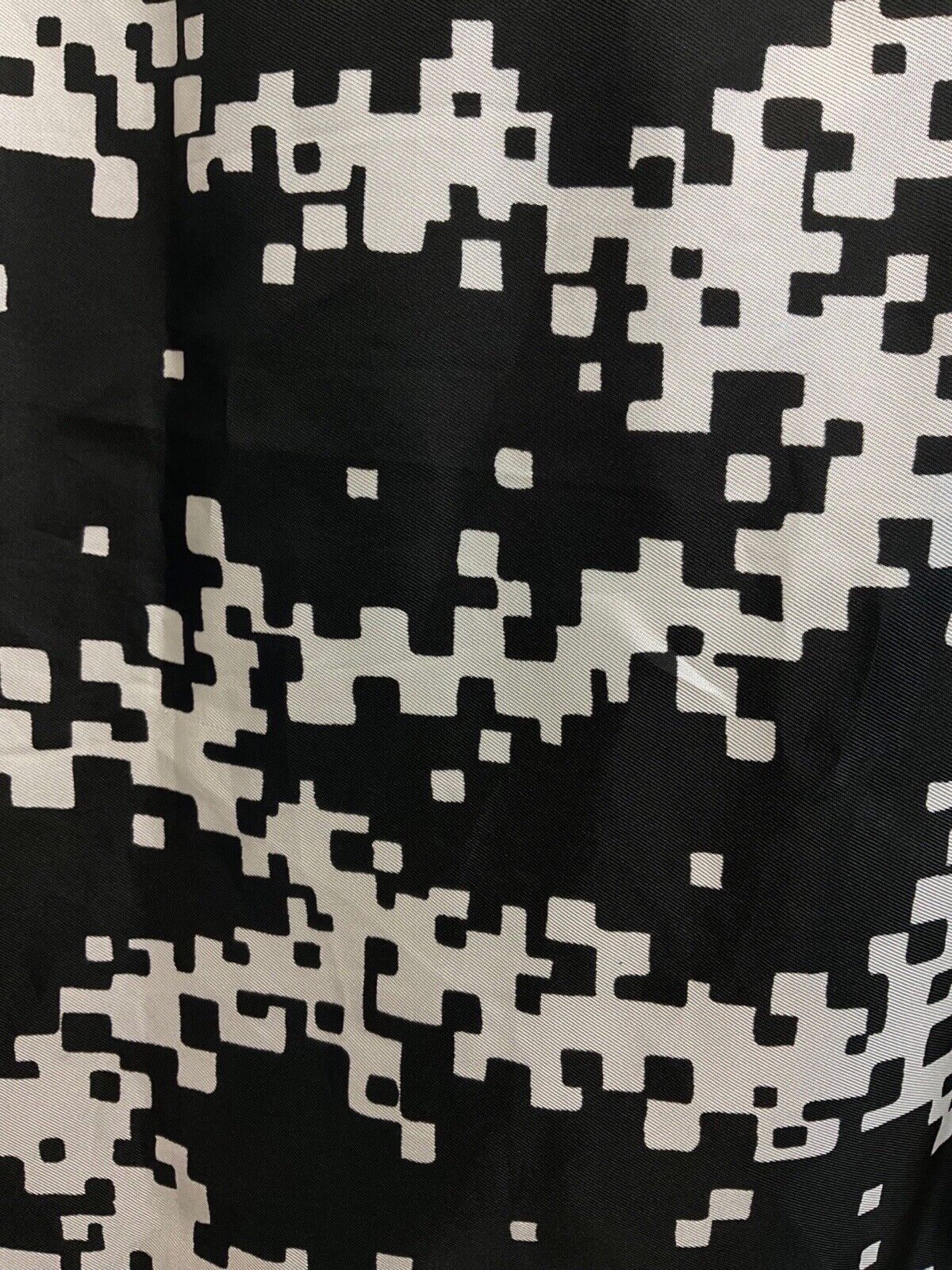 VINTAGE 60s 70s BLACK WHITE GEOMETRIC PIXEL MOD SHORT SLEEVE MOD SHIRT 14 16