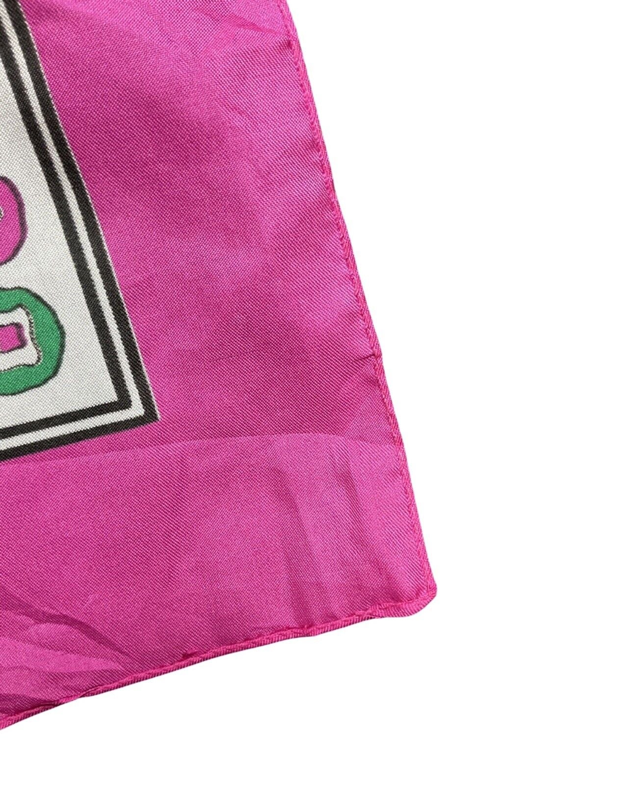 * VINTAGE 60s 70s PINK WHITE GREEN SPOTTED DOTTY MOD SQUARE SCARF