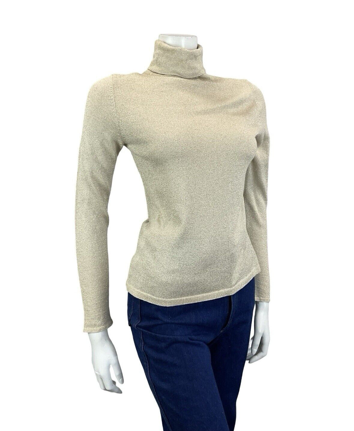 VTG 60S 70S BOHEMIAN COOL GOLD LONG SLEEVE SPARKLY TURTLENECK TOP 6
