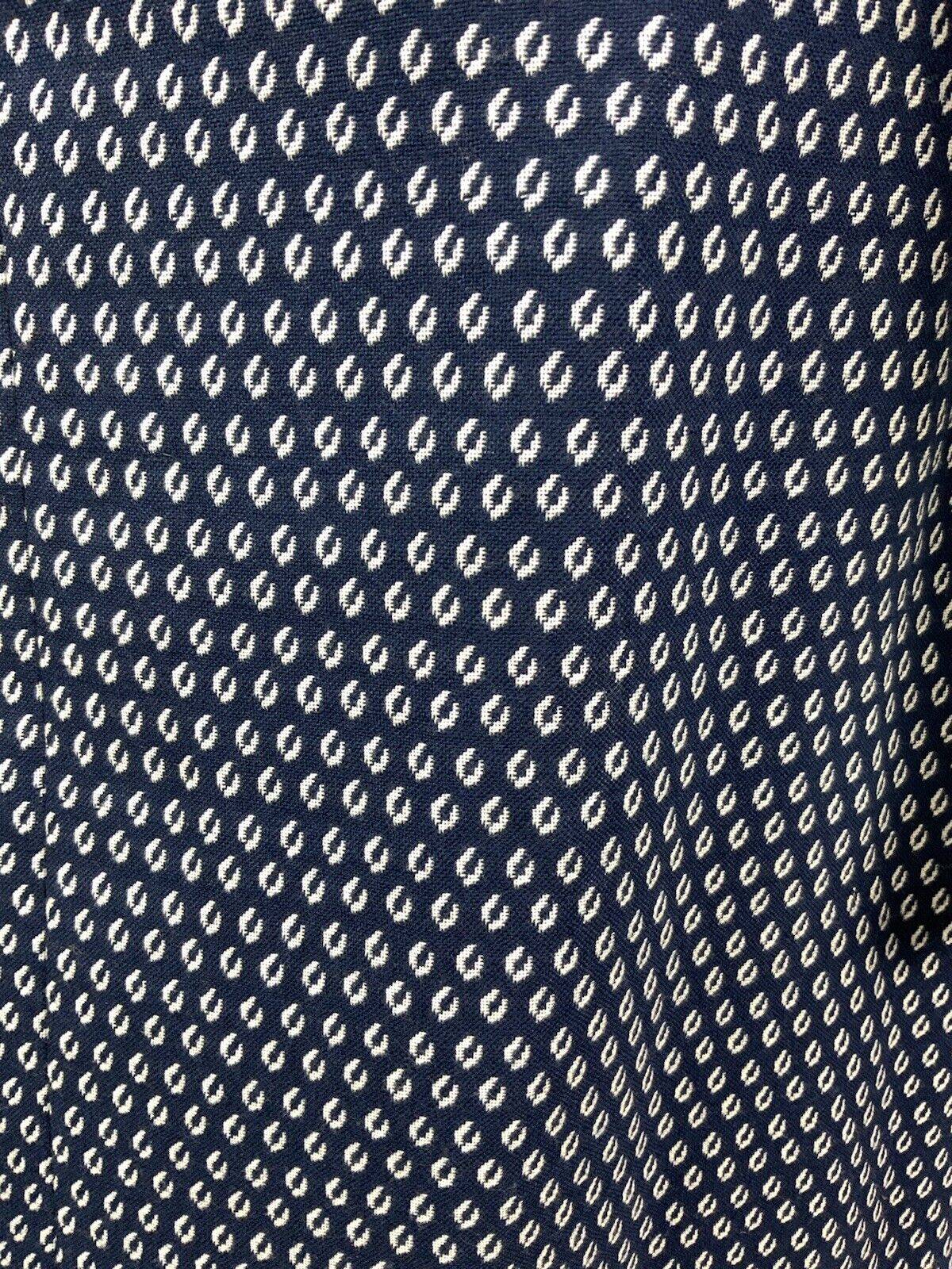 VINTAGE 60s 70s NAVY BLUE WHITE POLKA-DOT DAGGER COLLAR SHIRT DRESS 16