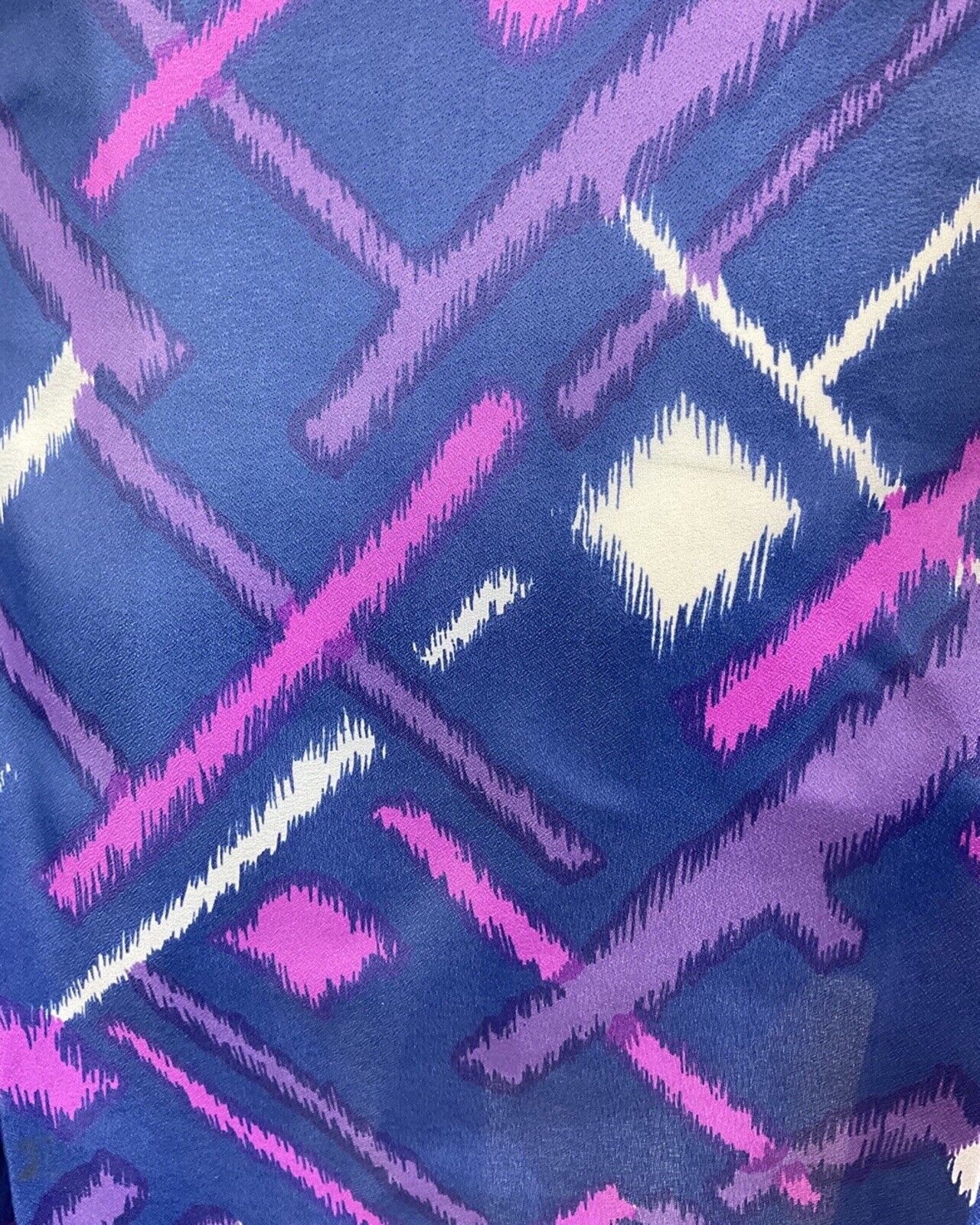 VTG 60s 70s BLUE PURPLE PINK STRIPED GEOMETRIC WING COLLAR MOD SWING DRESS 10 12