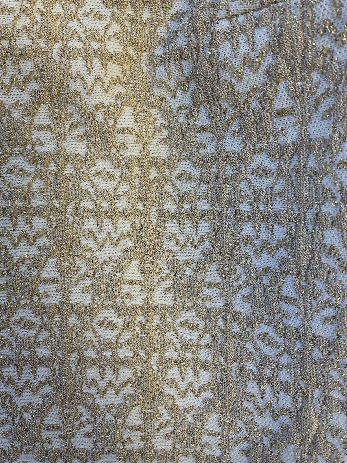 VINTAGE 60s 70s WHITE GOLD EMBROIDERED BUTTONED LUREX JACKET TOP 14 16