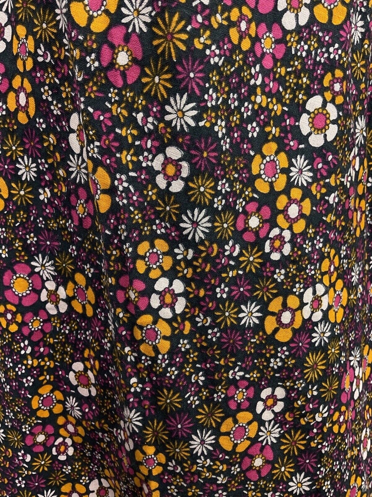 VINTAGE 60s 70s BLACK PINK PURPLE ORANGE FLORAL DITSY MOD DAGGER SHIRT DRESS 8