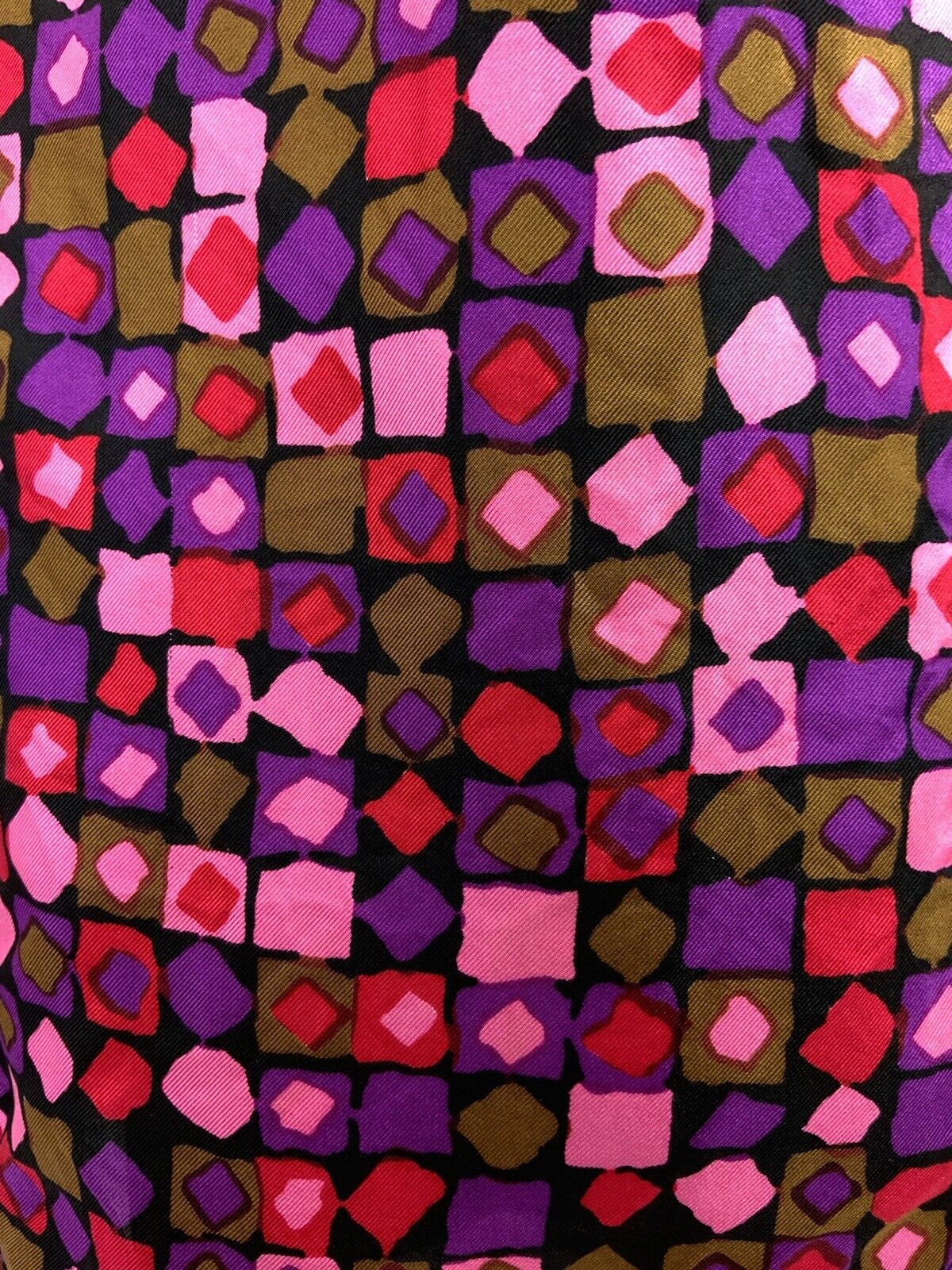 VINTAGE 60s 70s PURPLE PINK RED GOLD GEOMETRIC MOD SLEEVELESS SHIRT DRESS 10 12