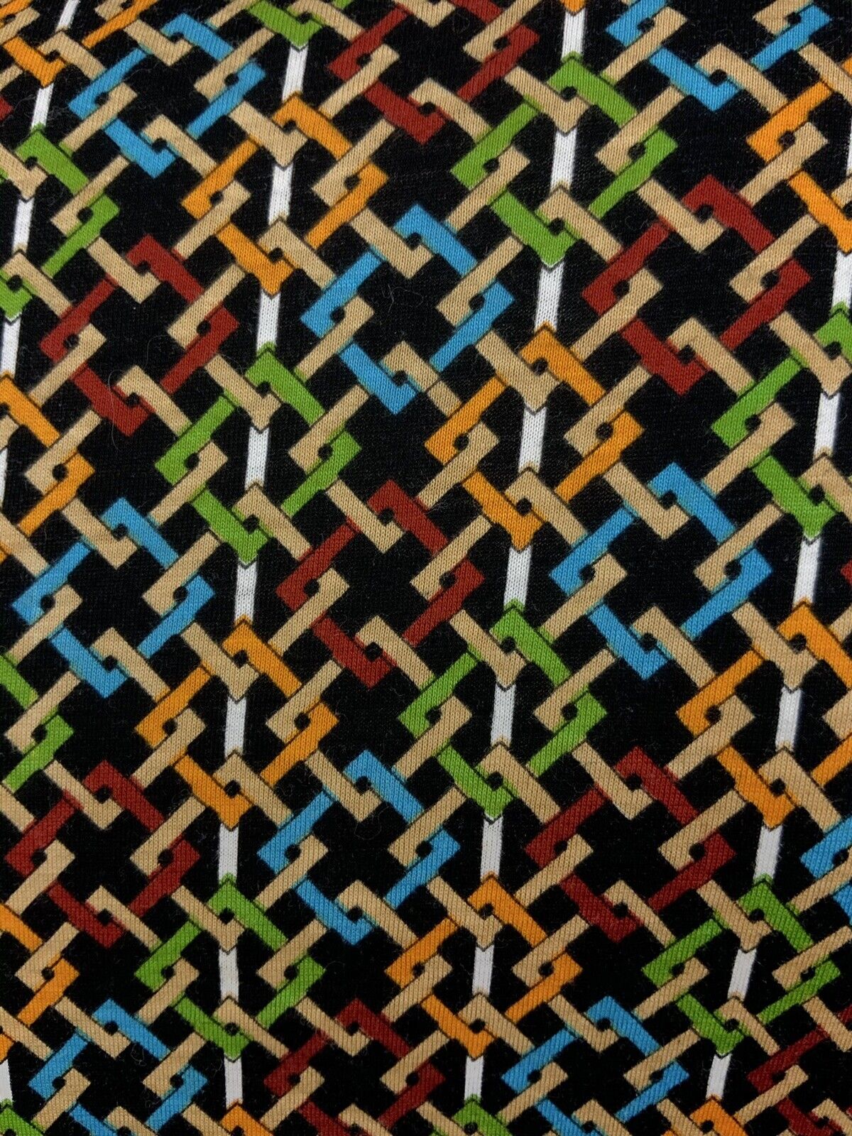 VTG 60s 70s BLACK ORANGE BLUE GREEN GEOMETRIC TRELLIS DAGGER SHIRT BLOUSE 4 6