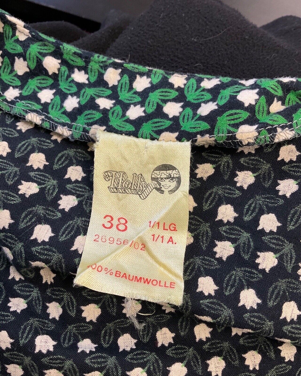 VINTAGE 60s 70s BLACK GREEN PURPLE DAISY FLORAL BELL SLEEVE MOD DRESS 10