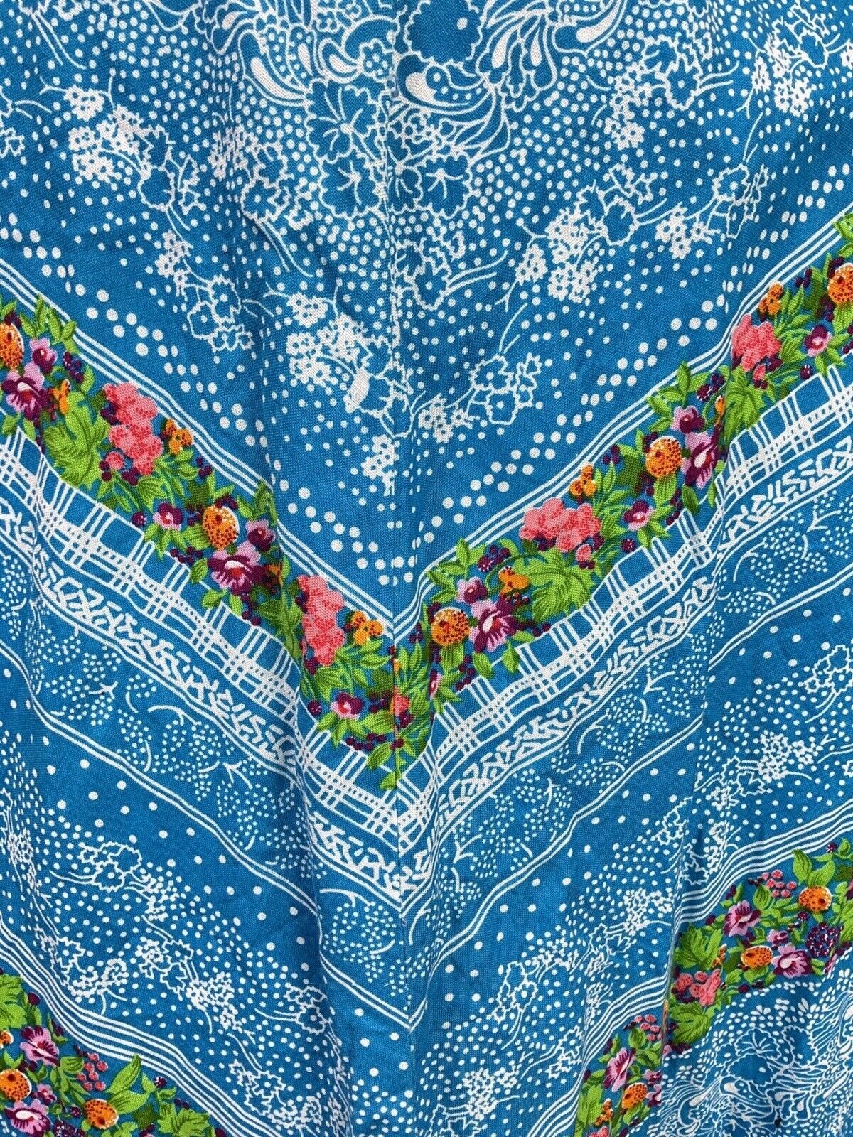 VINTAGE 70s BLUE GREEN WHITE FLORAL BERRY LACE DOTTY FOLK PRAIRIE BOHO DRESS 4