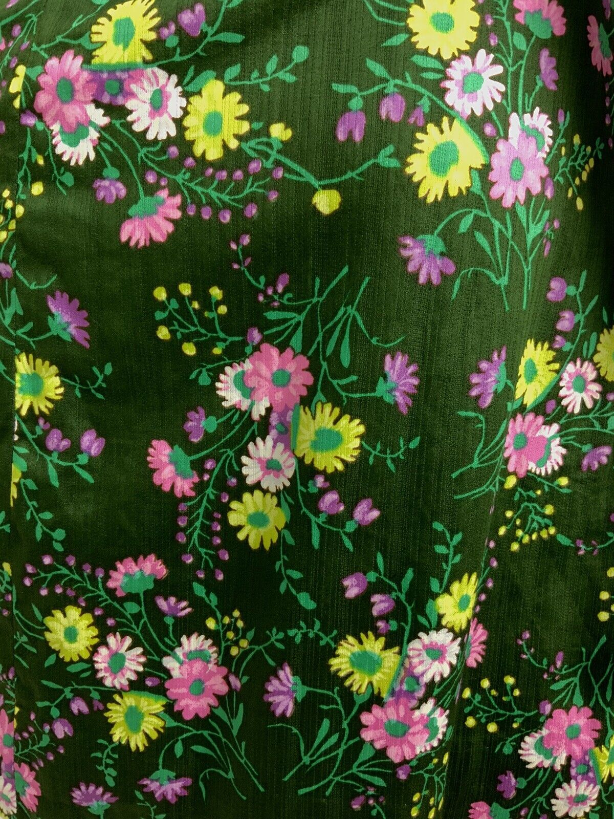 VINTAGE 60s 70s PINE GREEN PINK YELLOW PURPLE FLORAL DOTTY SLEEVELESS DRESS 12