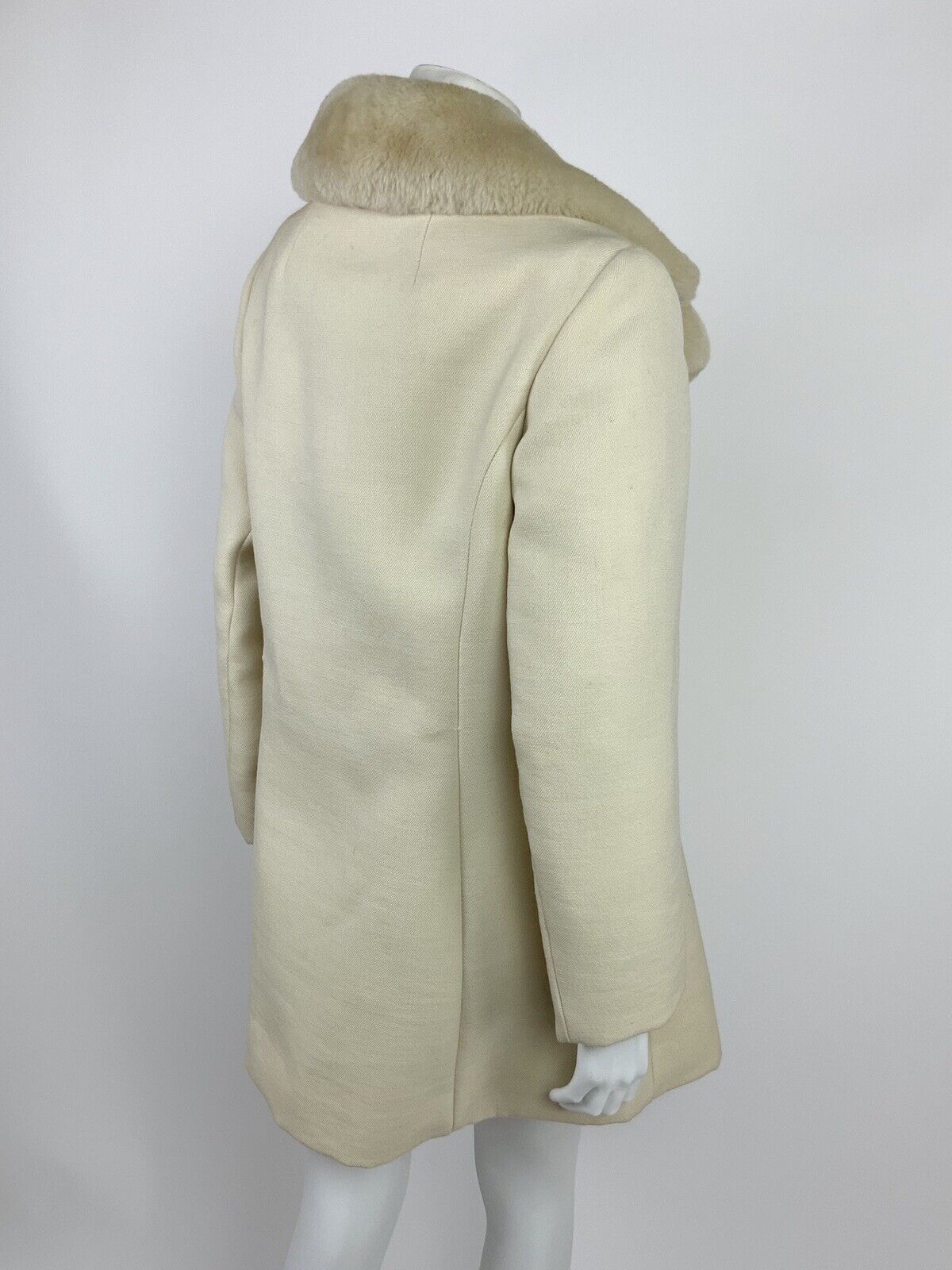VTG 60S 70S CREAM DOUBLE BREASTED MOD PEA COAT 10 12