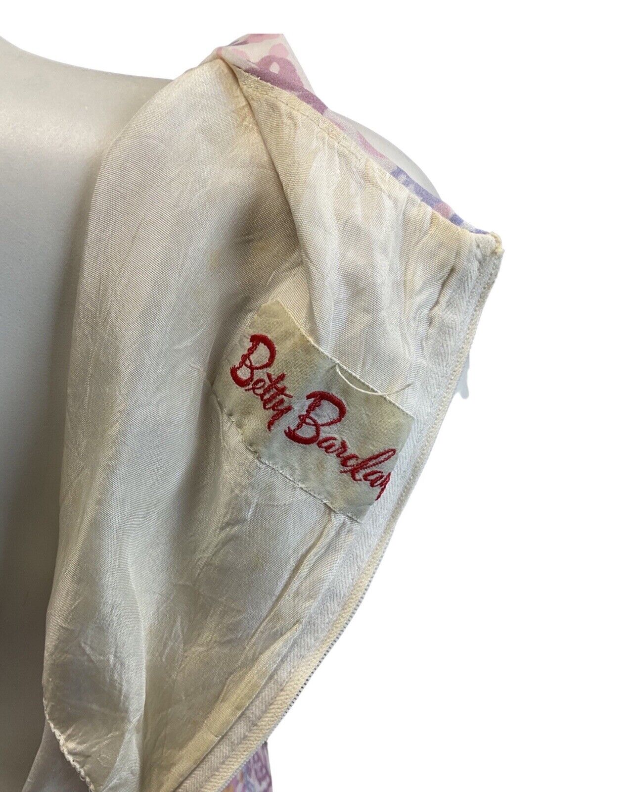 VTG 60s 70s PURPLE WHITE ORANGE FLORAL RUFFLED BETTY BARCLAY SUMMER DRESS 10