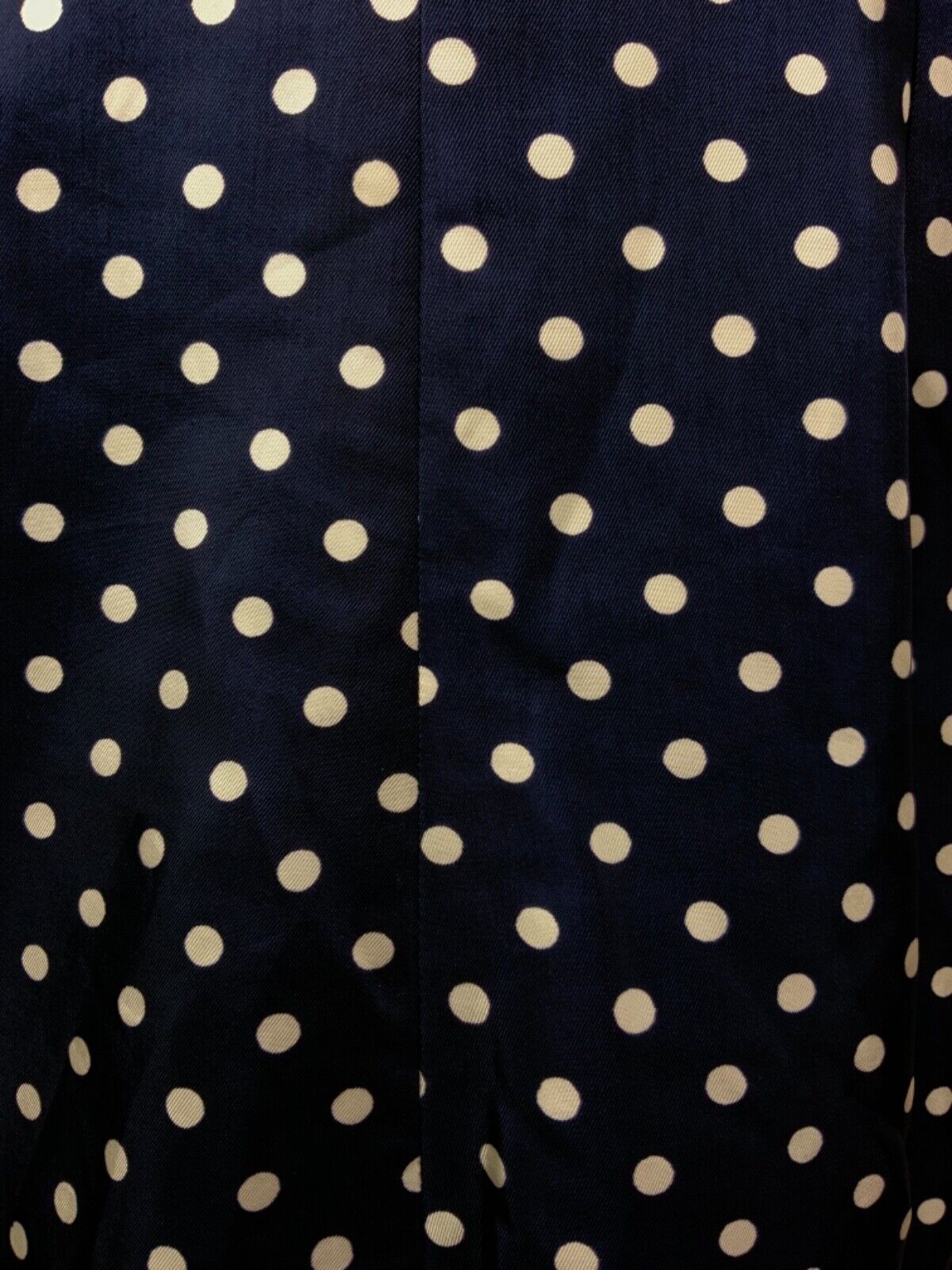 VINTAGE 60s 70s NAVY BLUE WHITE POLKA-DOT RUFFLED SLEEVELESS MOD DRESS 10 12
