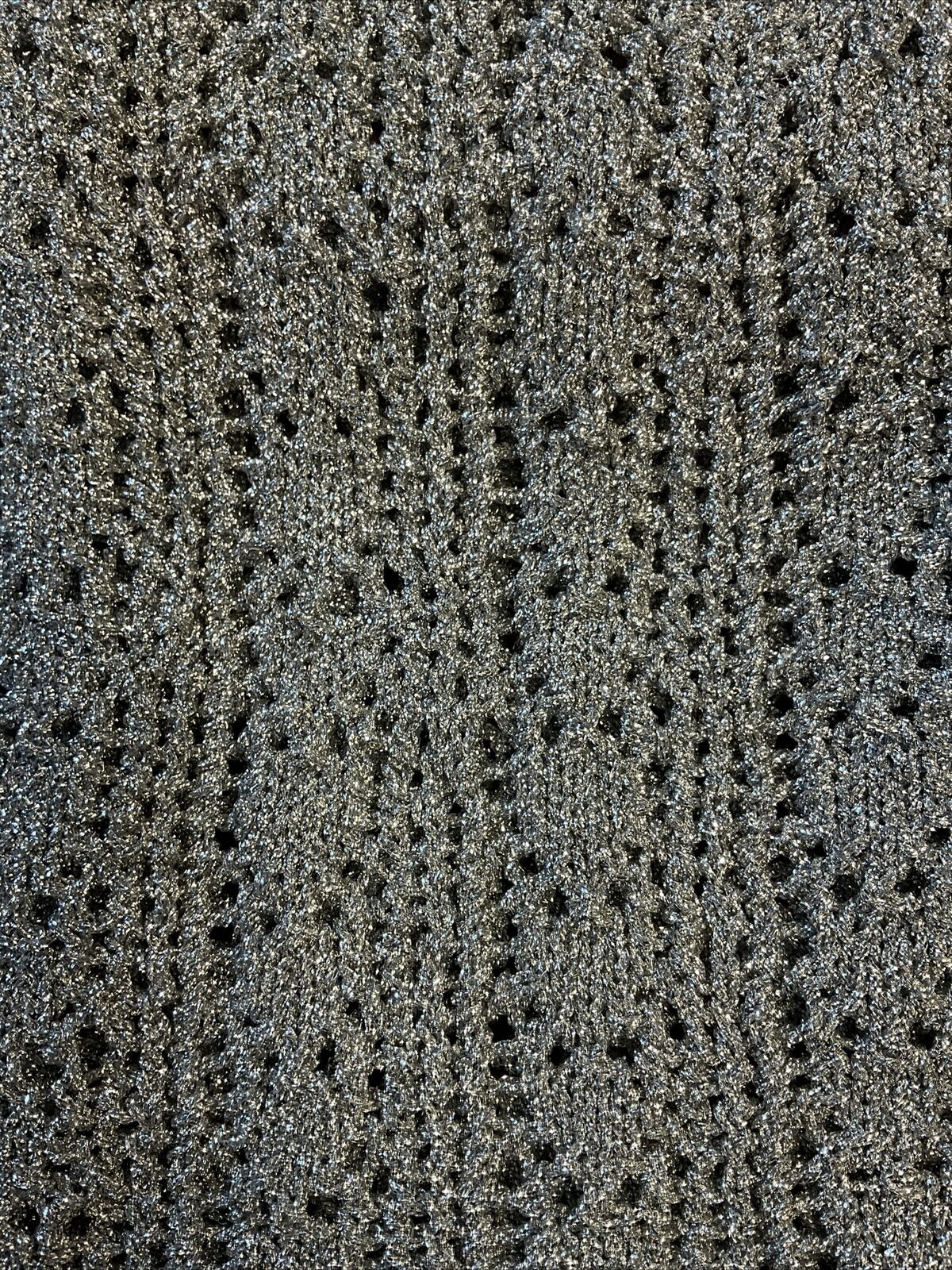 VINTAGE 60s 70s SILVER CROCHETED DISCO PARTY KNIT CROPPED VEST TOP 14 16
