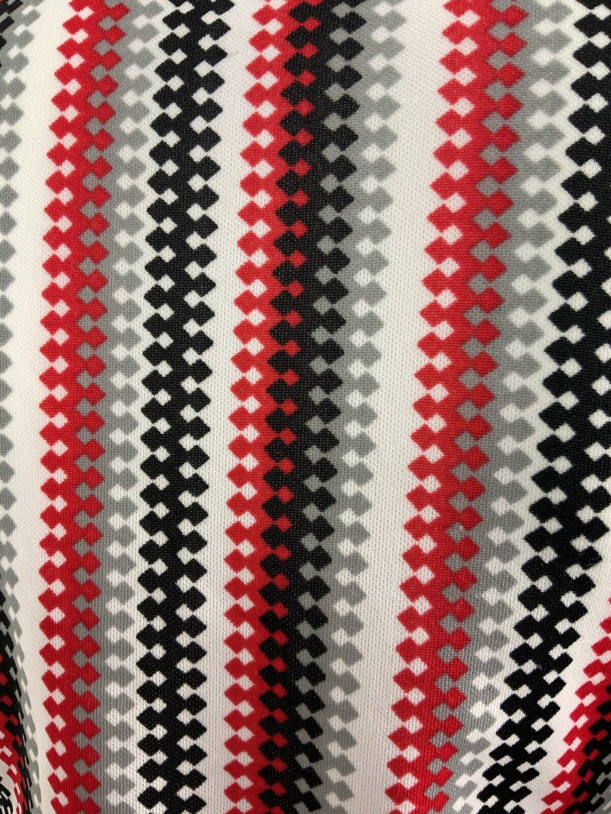 VTG 60s 70s WHITE SILVER BLACK RED STRIPED MOD DAGGER COLLAR SHIRT DRESS 12 14