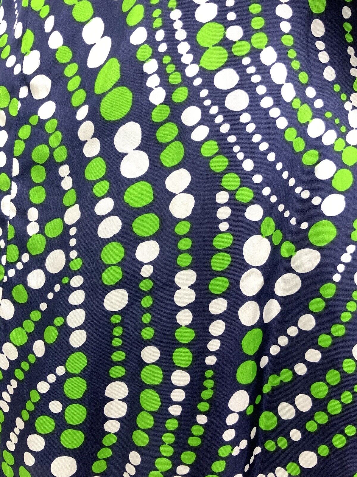 VINTAGE 60s 70s NAVY BLUE GREEN WHITE DOTTY WAVY MOD SPLIT SHIRT DRESS 10
