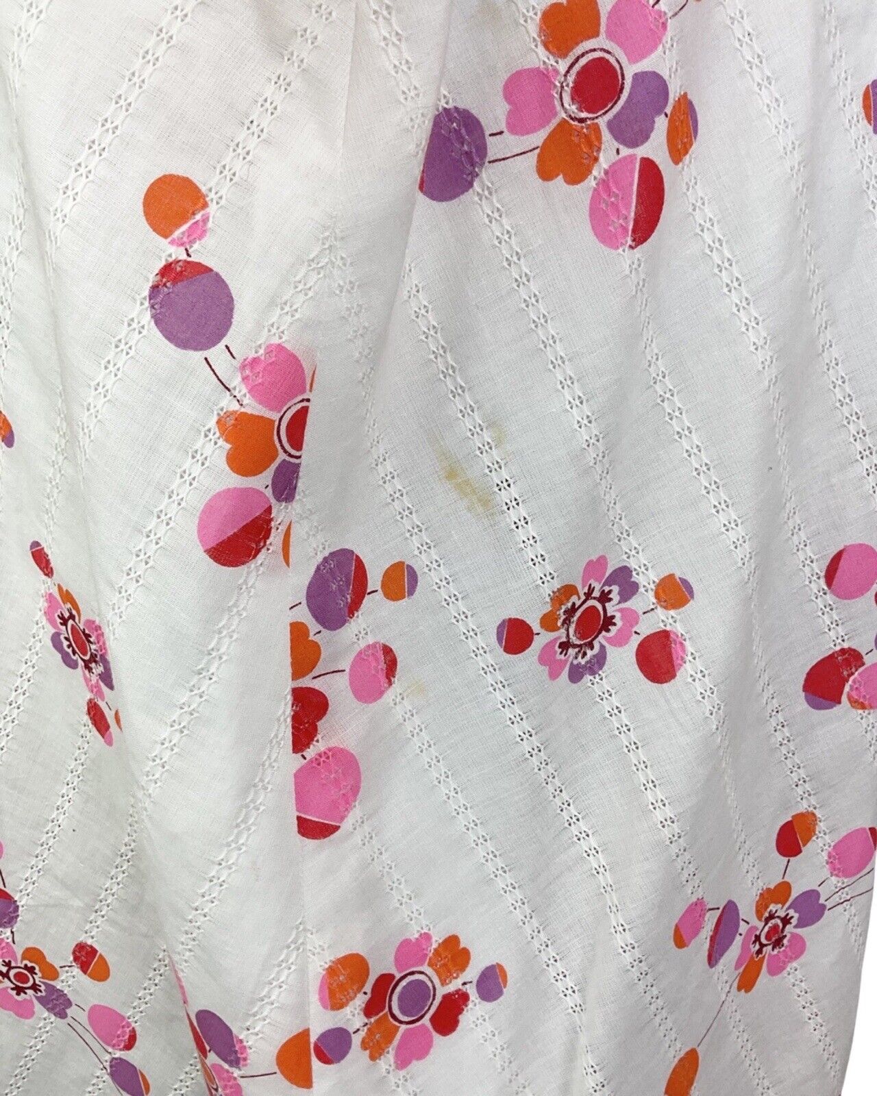 VINTAGE 60s 70s WHITE RED PINK FLORAL DOTTY MOD SLEEVELESS SUMMER DRESS 10