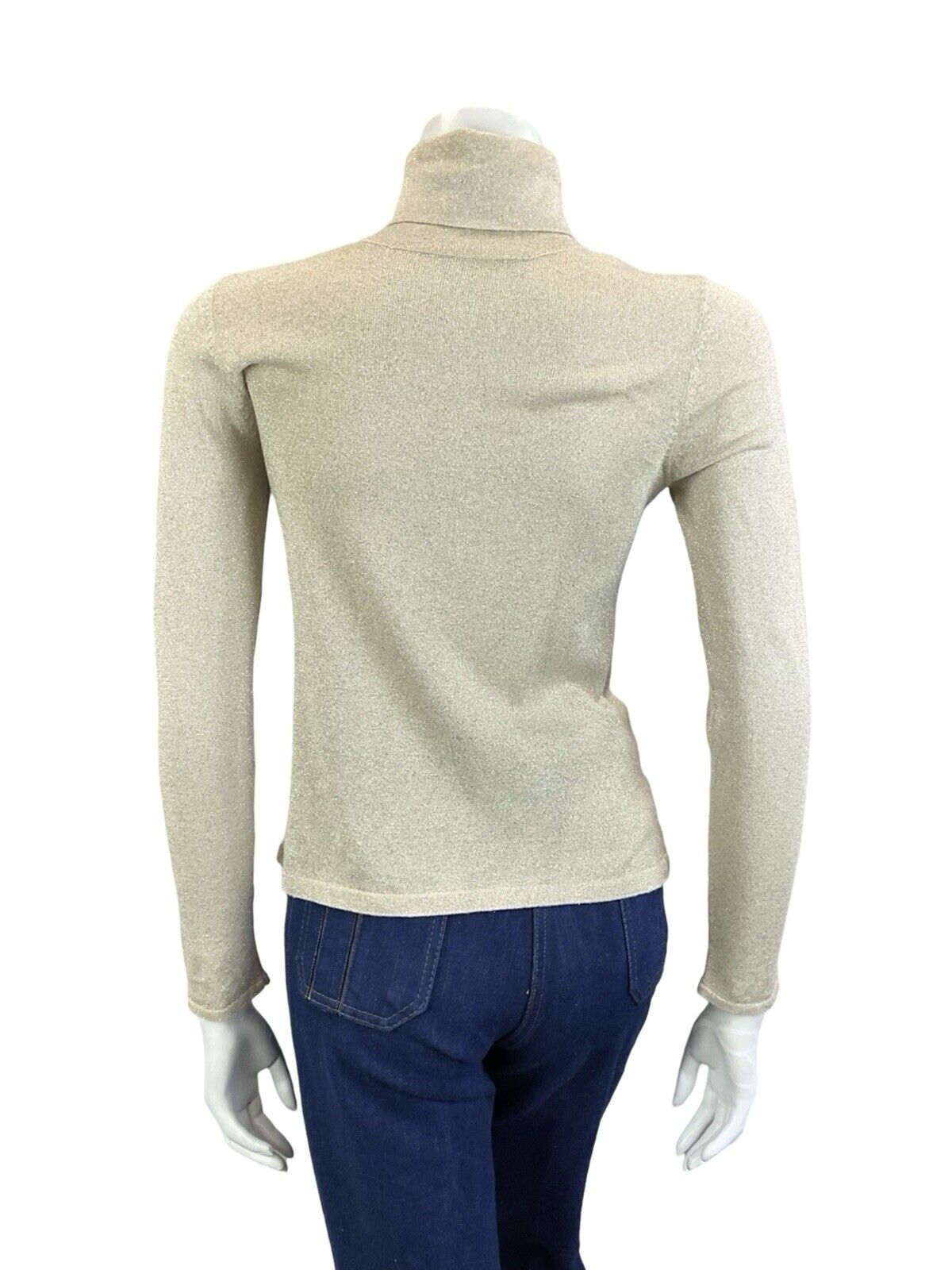 VTG 60S 70S BOHEMIAN COOL GOLD LONG SLEEVE SPARKLY TURTLENECK TOP 6
