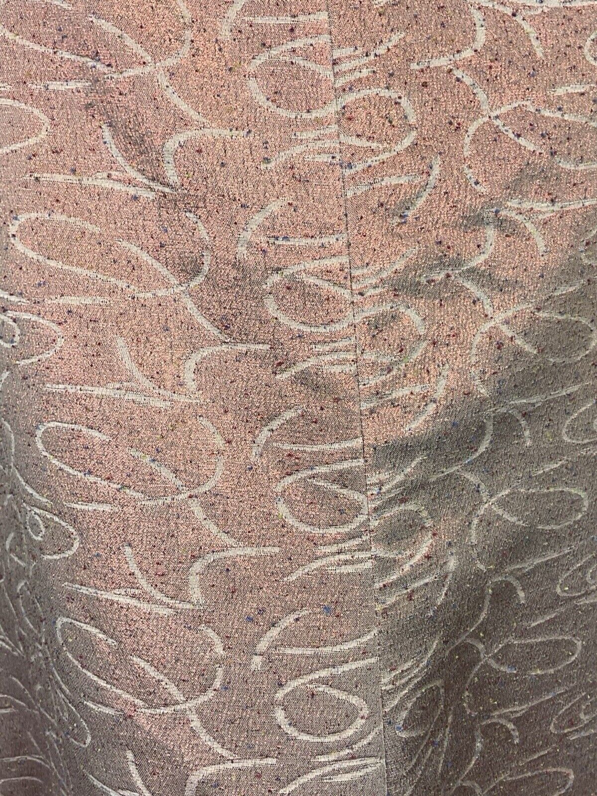 VTG 60S 70S FISHTAIL PINK GEOMETRIC SWIRLY LINE SHIMMERY MAXI SKIRT 18 20