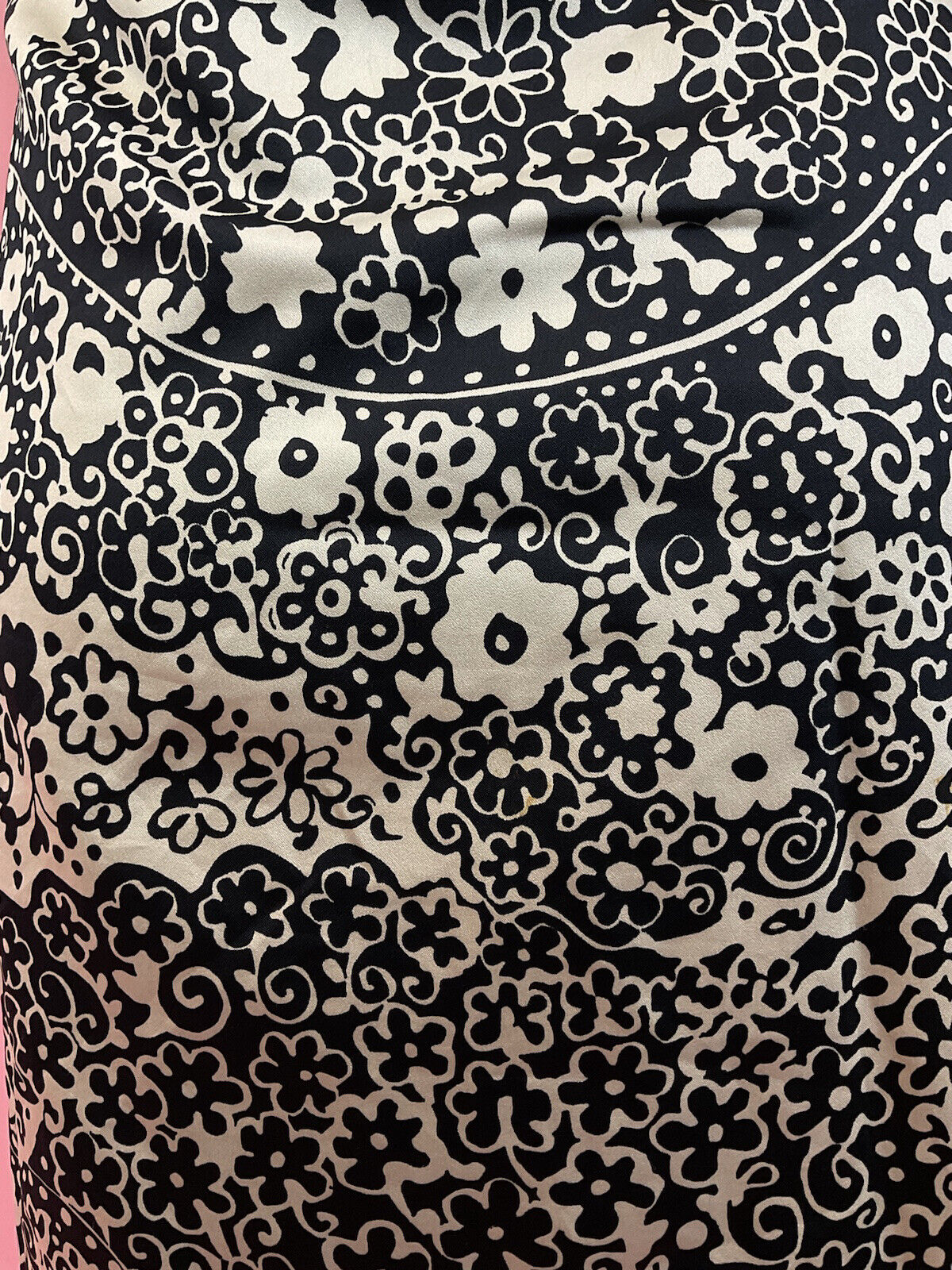 VINTAGE 60s 70s BLACK WHITE SILVER PSYCHEDELIC FLORAL MOD SHIRT DRESS 10 12