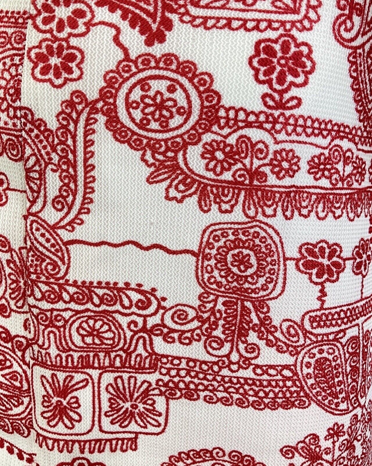 VINTAGE 60s 70s WHITE RED PSYCHEDELIC FLOWER FOLK SLEEVELESS SHIRT DRESS 12