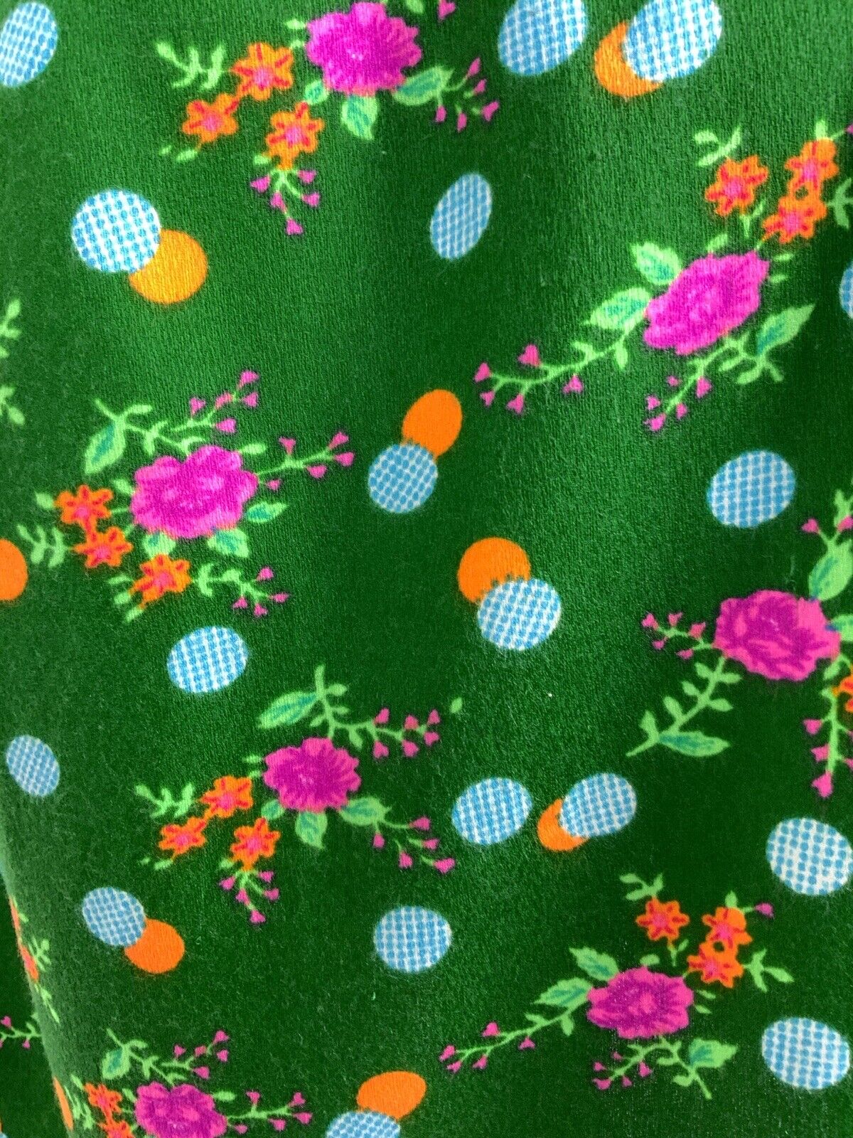 VINTAGE 60s 70s GREEN PINK ORANGE BLUE DOTTY FLORAL BELTED DRESS 14 16