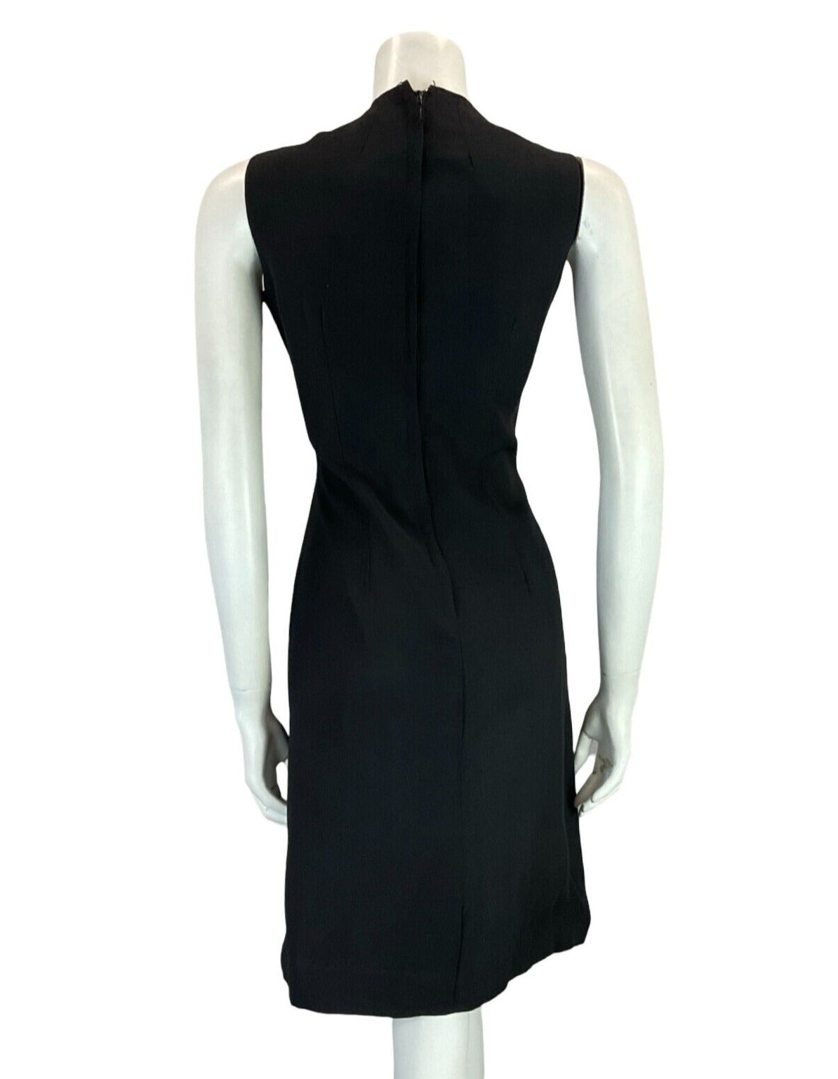 VTG 60S MOD BLACK DIAMANTE SLEEVELESS BEADED BLACK PARTY EVENING DRESS 12