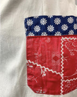 VINTAGE 70s WHITE RED BLUE FLORAL FOLK PRAIRIE PATCHWORK SUMMER SUN-DRESS 4 6