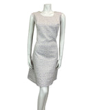 VINTAGE 60s 70s WHITE LILAC SILVER MOD MINI PARTY CHRISTMAS EVENING DRESS 16