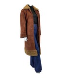 VINTAGE 60s 70s RUSSET BROWN SUEDE LEATHER SHEARLING LONG COAT 16 18