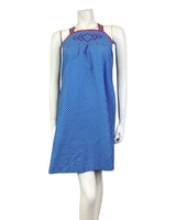 VINTAGE 60s BLUE WHITE RED POLKA-DOT MOD EMPIRE LINE TENT DRESS 4
