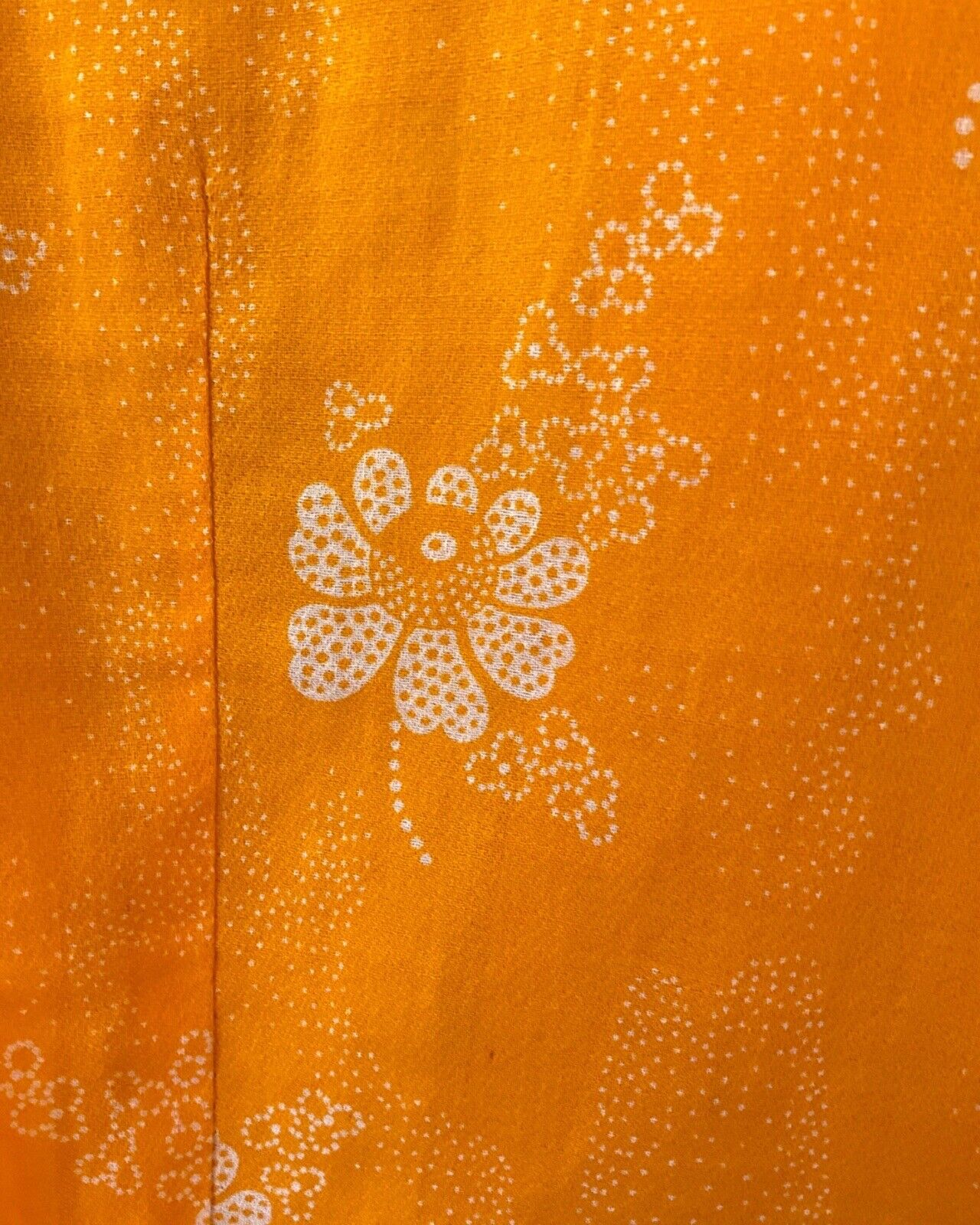 VINTAGE 60s 70s BRIGHT ORANGE WHITE FLORAL DOTTY MOD DAGGER COLLAR SHIRT 8 10