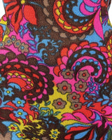 VINTAGE 60s 70s BROWN PINK YELLOW PSYCHEDELIC FLORAL PAISLEY SWIMSUIT 10 12