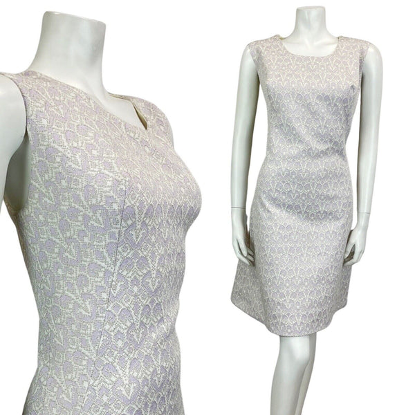 VINTAGE 60s 70s WHITE LILAC SILVER MOD MINI PARTY CHRISTMAS EVENING DRESS 16