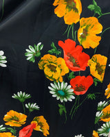 VINTAGE 60s 70s BLACK RED YELLOW POPPY DAISY FLOWER HALTER MAXI DRESS 4