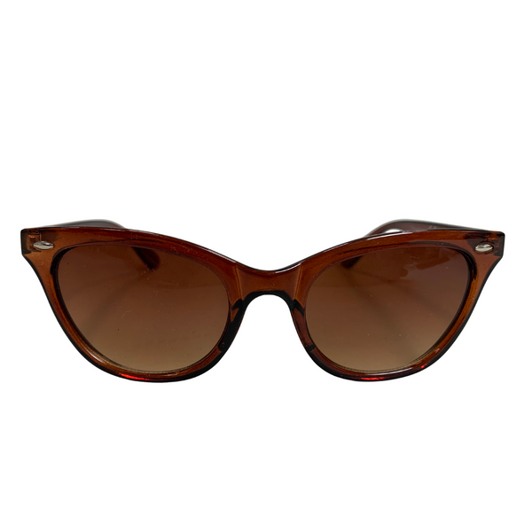 BROWN ROUND OVAL VINTAGE STYLE 60s SUNGLASSES
