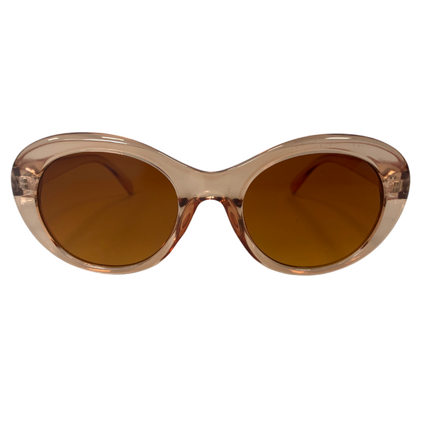 PEACH / BROWN ROUND OVAL VINTAGE STYLE 60s 70s SUNGLASSES