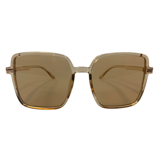 LIGHT BROWN OVERSIZED SQUARE VINTAGE STYLE 70s SUNGLASSES