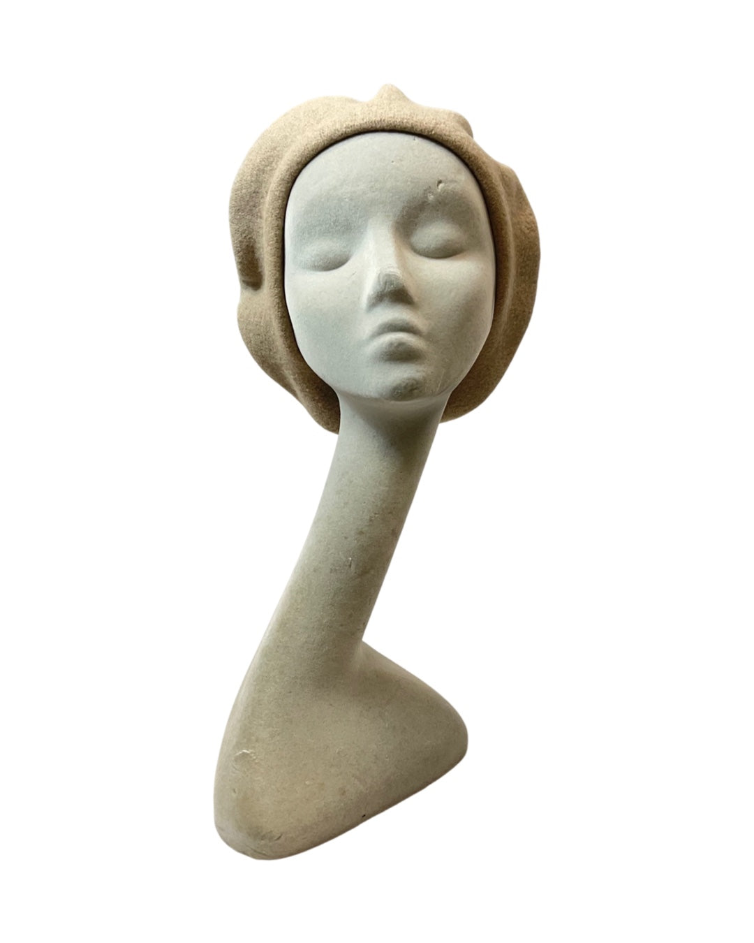 VINTAGE 60s 70s CREAM GREY FRENCH WOOL BERET