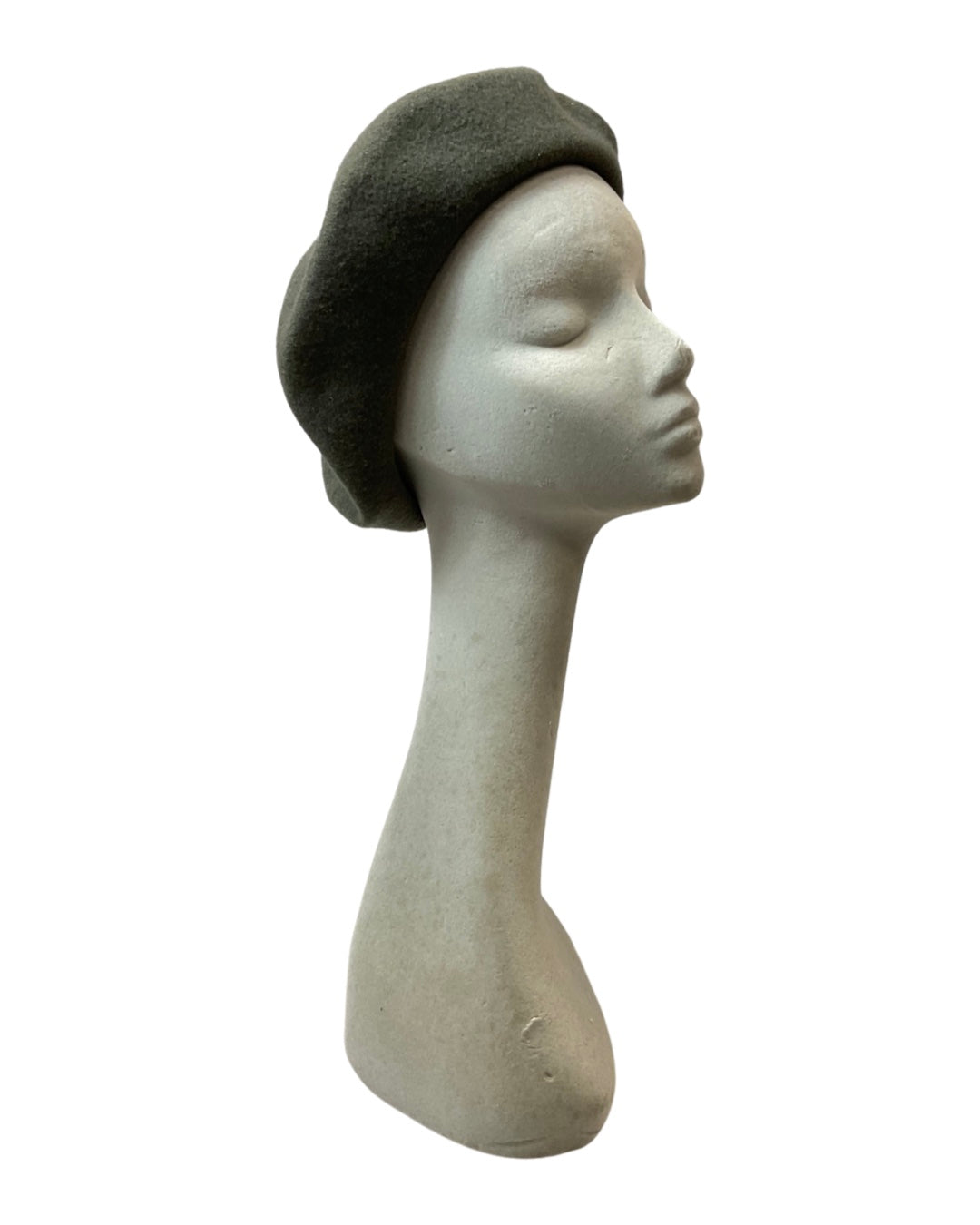 VINTAGE 60s 70s STONE GREY MOD WOOL BERET