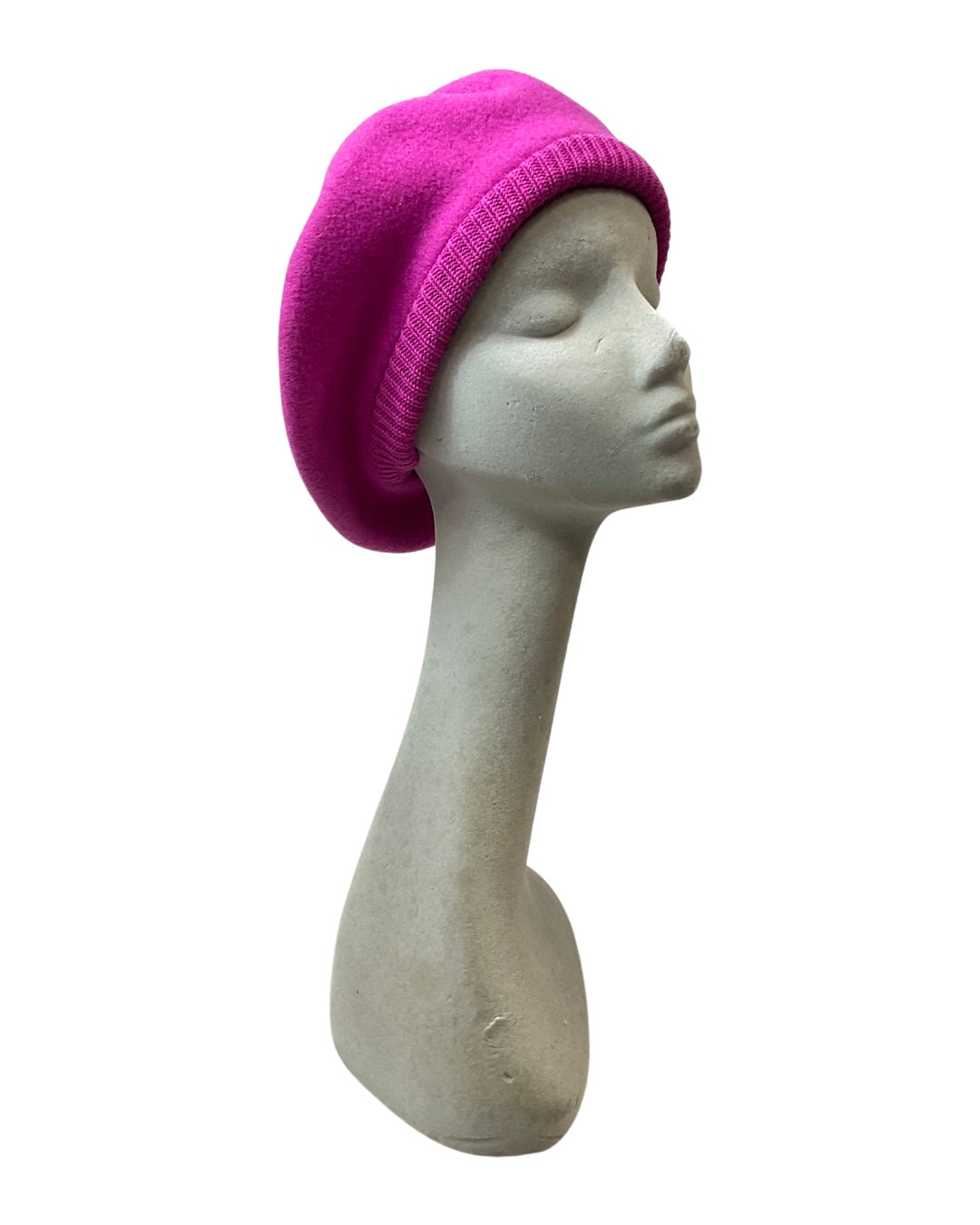 VINTAGE 60s 70s HOT PINK MOD FRENCH WOOL BERET