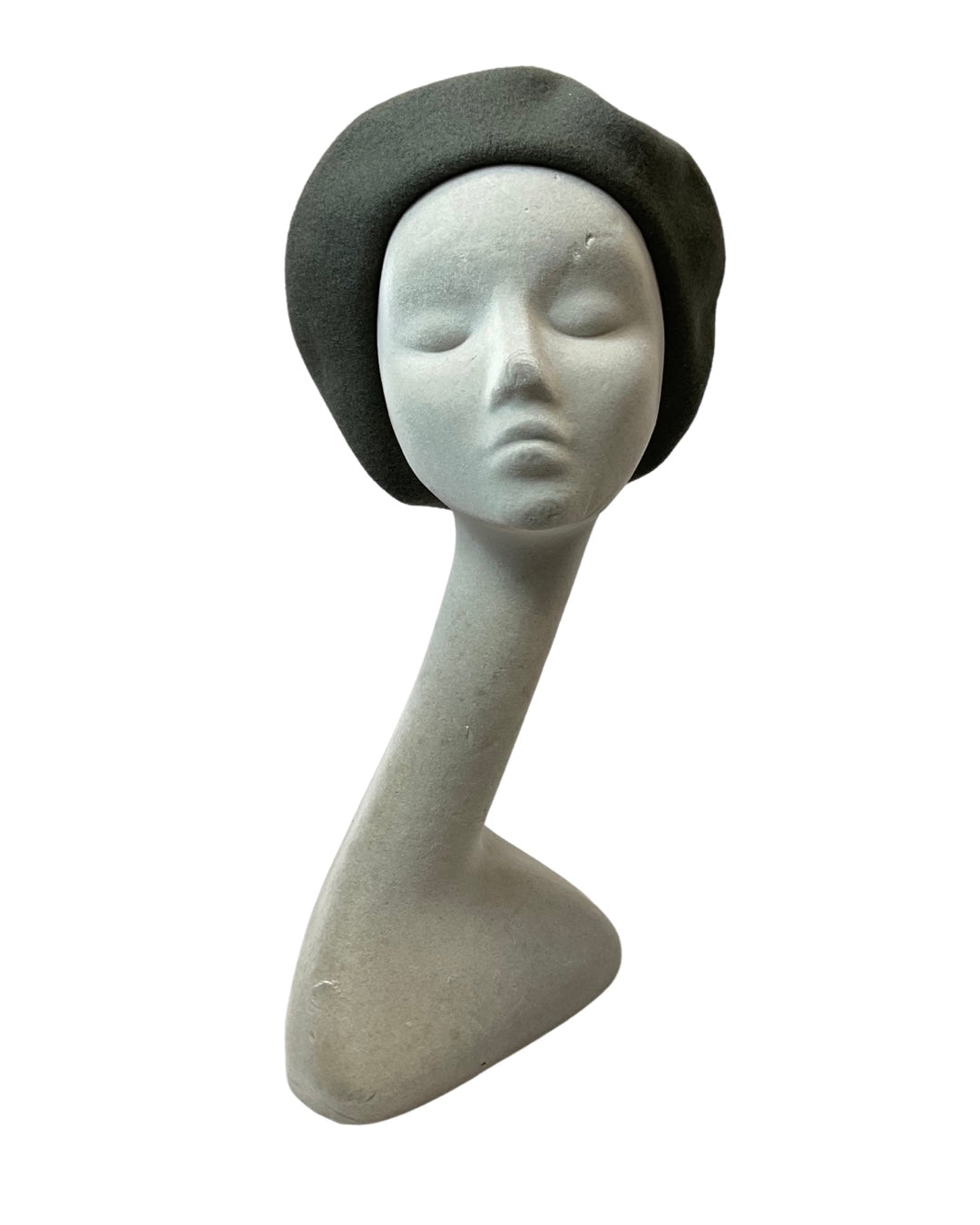 VINTAGE 60s 70s STONE GREY MOD WOOL BERET